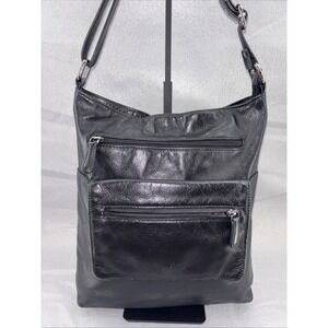 NAPPA Toronto Black Genuine Leather Crossbody Messenger Bag Made In Canada EUC